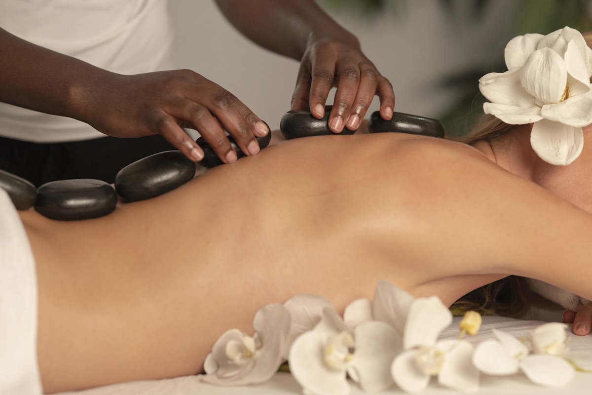 Warm stones used during a massage